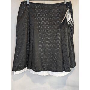 NWT Vintage La Belle Fashions Black And White Flower Skirt Gottshal Women's XL